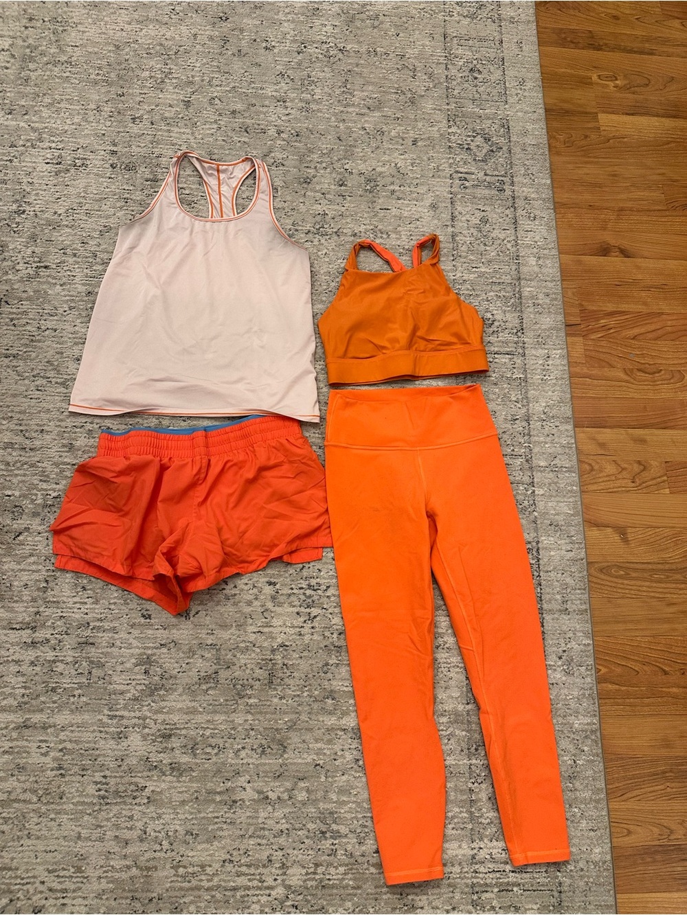 Fabletics 4 piece set- orange nectar